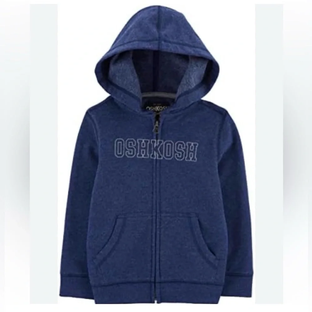NWT OshKosh B’gosh Boys 2T Blue Full Zip Hoodie Sweatshirt Zip Up Unisex